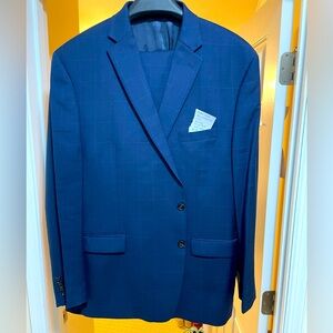 Ralph Lauren navy windowpane suit.